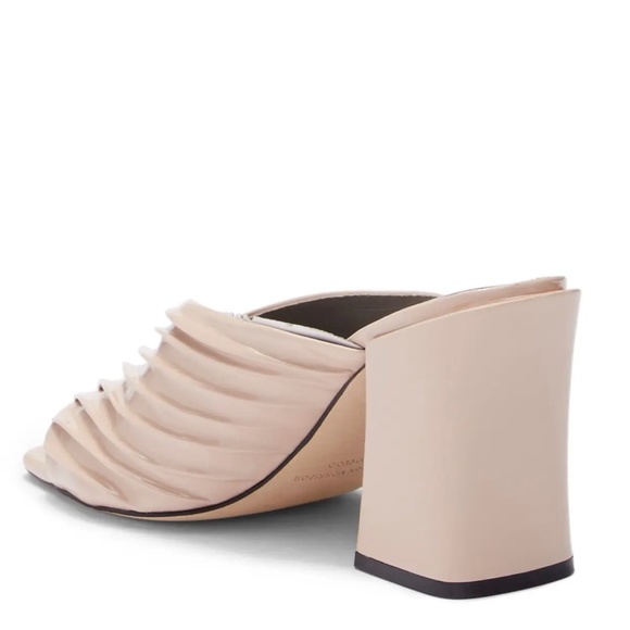 Sigerson Morrison Pramod Nude Patent Leather Heels Mule Pumps Block Heel Sandals - Picture 2 of 9